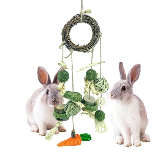 Kaninchenspielzeug zum Aufhängen, natürliches Kaninchen-Kauspielzeug, handgefertigt – Vogelspielzeug für Papageien, gesunde Zähne für Kaninchen, Zubehör für Chinchilla-Käfig Kaninchenspielzeug zum Aufhängen, natürliches Kaninchen-Kauspielzeug, handgefertigt – Vogelspielzeug für Papageien, gesunde Zähne für Kaninchen, Zubehör für Chinchilla-Käfig von Generic