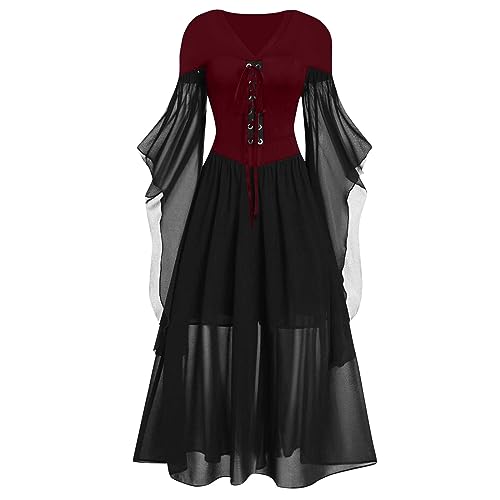 Karnevalkleid Renaissance Kostüm Frauen Mittelalterliches Kleid mit Trompetenärmel Gotisch Maxikleid Karneval Party Karnevalkleid Renaissance Kostüm Frauen Mittelalterliches Kleid mit Trompetenärmel Gotisch Maxikleid Karneval Party von Generic