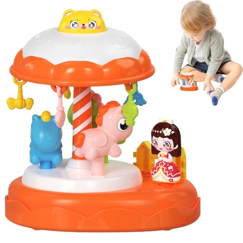 Karussellpferdspielzeug, Merry Go Round Spielzeug - Cartoon Lernspielzeug | Spincarussell Spielzeug für Kleinkinder, rotierende Karussellpferde für Kinder ab 3 Jahren von Generic