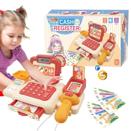 Kasse Für 3-jährige Kinder | GEWERBLICHES KASSENFELD Mit Lichtern Sound Kids Registrierkasse Mit Scanner, Multifunktionaler Kasse Spielzeug Für Kinder, , Mädchen, C von Generic