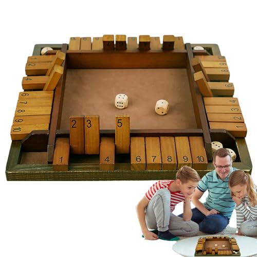 Kastenspiel schließen - Schließen Sie das Box -Spiel, Strategiespiel | Doppelseitiges digitales vierseitiges fllip -Card -Spiel, Natural Wood Four Color Folding Game für Kinder Erwachsene Familienunte von Generic
