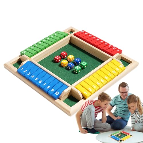Kastenspiel schließen - Schließen Sie das Box -Spiel, Strategiespiel | Doppelseitiges digitales vierseitiges fllip -Card -Spiel, Natural Wood Four Color Folding Game für Kinder Erwachsene Familienunte von Generic