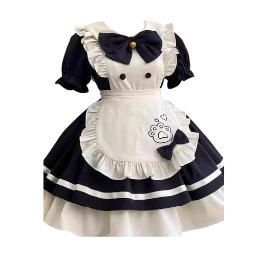 Katze Restaurant Niedlich Dienstmädchen Kleid Outfit Frauen Anime Cosplay Kostüm Japanisch Fancy Lolita Dressess Mit Socken Bustle (Schwarz,M) von Generic