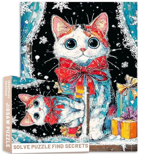Katze rote Fliege Fenster Schneeflocken Geschenke 1000 Teile Puzzle Weihnachten Heimdekoration Erwachsene Herausforderung Herausforderung Familie Aktivitätsspiele bunt DIY Handwerk Puzzle für Katze rote Fliege Fenster Schneeflocken Geschenke 1000 Teile Puzzle Weihnachten Heimdekoration Erwachsene Herausforderung Herausforderung Familie Aktivitätsspiele bunt DIY Handwerk Puzzle für von Generic