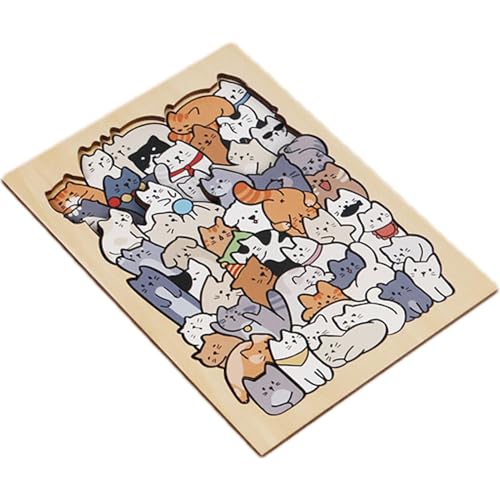 Katzen-Puzzle-Spielzeug, Tierpuzzles | 50 Teile Cartoon-Tierpuzzles aus Holz – dekorative Lernpuzzles für Jungen und Mädchen ab 3 Jahren von Generic