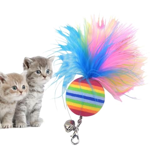 Katzenfederspielzeug – Interaktiver Zauberstab für Katzen, Federspielzeug zum Spielen | Flexible Federn-Nachfüllaufsätze mit Glocke, lustiges Feder-Stick-Unterhaltungsspielzeug, interaktives Katzenspi von Generic