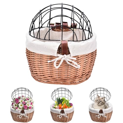 Katzenkorb für Fahrrad - Willow Fahrrad vor Front gewebt Fahrradkorb gewebtes Lagerkorb Hundezubehör für kleine Hunde Webkorb gewebt Katzenradkorb Katzenkorb für Fahrrad - Willow Fahrrad vor Front gewebt Fahrradkorb gewebtes Lagerkorb Hundezubehör für kleine Hunde Webkorb gewebt Katzenradkorb von Generic