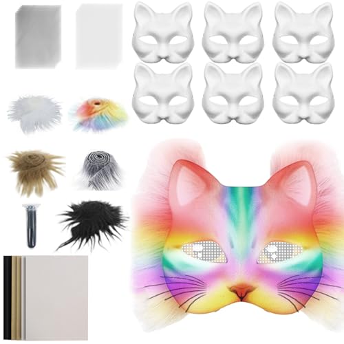 Katzenmasken Set | Masken Bastelset - Kunsthandwerk Mit Mesh Und Filz Kostümzubehör Set Für Maskenball Cosplay Partys Katzenmasken Set | Masken Bastelset - Kunsthandwerk Mit Mesh Und Filz Kostümzubehör Set Für Maskenball Cosplay Partys von Generic