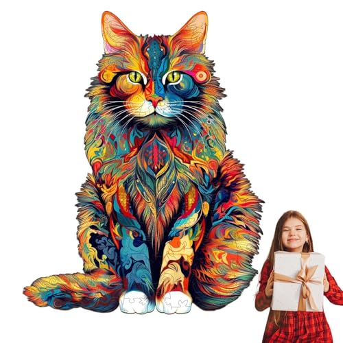 Katzenpuzzle, Katzenpuzzle für Erwachsene | Holzpuzzle in Katzenform – Puzzles in Tierform, einzigartige Katzenholzpuzzle für Erwachsene von Generic