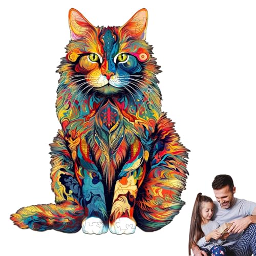 Katzenpuzzle - Holzpuzzle Mit Tiermotiv Für Erwachsene Und Kinder, Niedliche Katzen-Puzzles | Familienfreundliche Holzpuzzle, Entspannende Pädagogische Aktivität, Einzigartiges Holz Katzenpuzzle - Holzpuzzle Mit Tiermotiv Für Erwachsene Und Kinder, Niedliche Katzen-Puzzles | Familienfreundliche Holzpuzzle, Entspannende Pädagogische Aktivität, Einzigartiges Holz von Generic