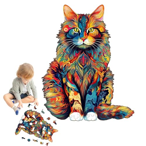 Katzenpuzzle - Holzpuzzle Mit Tiermotiv Für Erwachsene Und Kinder, Niedliche Katzen-Puzzles | Familienfreundliche Holzpuzzle, Entspannende Pädagogische Aktivität, Einzigartiges Holz Katzenpuzzle - Holzpuzzle Mit Tiermotiv Für Erwachsene Und Kinder, Niedliche Katzen-Puzzles | Familienfreundliche Holzpuzzle, Entspannende Pädagogische Aktivität, Einzigartiges Holz von Generic