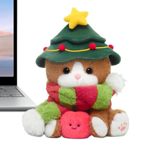 Katzenspielzeug aus Plüsch, Weihnachtskatze, aus superweichem und bequemem Schlafstoff, 33 cm, für Katzen aus Plüsch, Dekoration Katzenspielzeug aus Plüsch, Weihnachtskatze, aus superweichem und bequemem Schlafstoff, 33 cm, für Katzen aus Plüsch, Dekoration von Generic
