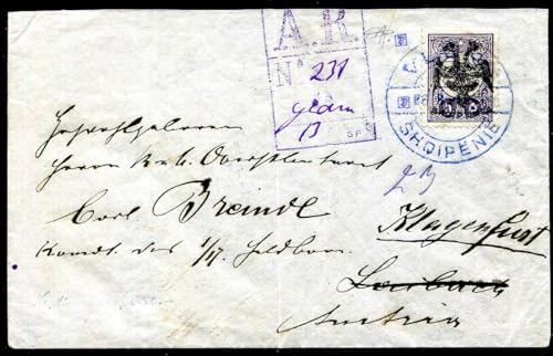 Kayser ALBANIEN 1913 10 auf SCHÖNEM R-Brief mit blauem VLONE Attest EICHELE (E8327 von Generic