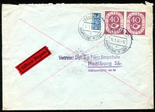 Kayser Bund 1951 133 waagerechtes Paar auf EILBRIEF SCHÖNER BEDARF (E8372 von Generic
