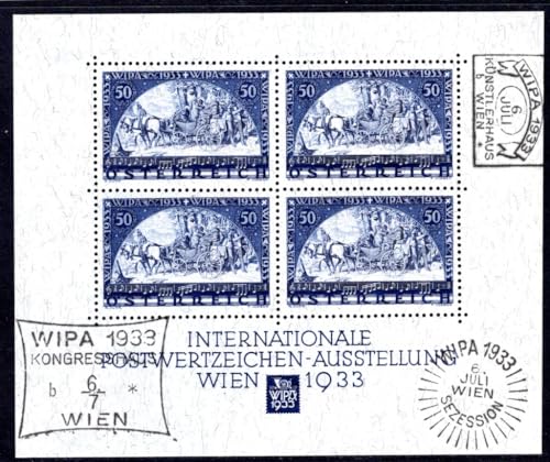 Kayser ÖSTERREICH 1933 BLOCK1 gestempelt DREI Verschiedene WIPA SST im Rand (E8668 von Generic