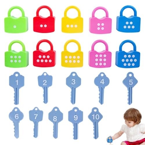 Key Toys Schlossspiel für Kinder mit Schlüsselzahlen - sensorisches Feinmotorikspielzeug für und Mädchen Geschenke Key Toys Schlossspiel für Kinder mit Schlüsselzahlen - sensorisches Feinmotorikspielzeug für und Mädchen Geschenke von Generic