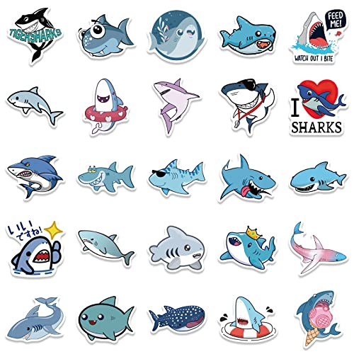 Kfz Namen Cartoon Cute Shark wasserdichte Aufkleber Gepäck Gitarre Notebook DIY Aufkleber Dekoration Sticker Für Auto Baby (Black, One Size) von Generic