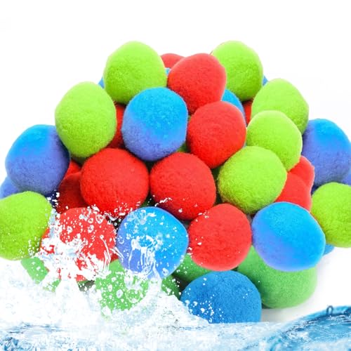 Kiddospace Reusable Water Sponge Balls, 2025 New Water Sponge Ball, Sponge Water Balls Soft and Safe for Pool, Beach, Backyard (50pcs) von Generic
