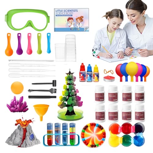 Kids Science Kit - 132 Experimente Set, STEM -Lernspielzeug Mit Bildungsprojekten | Unterhaltsame Aktivitäten Kinder, Chemische Reaktionen, Kristallwachstum, Vulkanausbruch, Wissenschaftliche Entdecku von Generic
