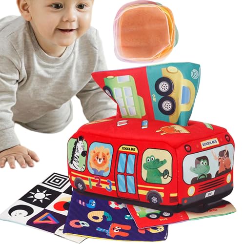 Kids Tissue Box - Soft Montessories Tissue Box Schalspielzeug, Kleinkindstielspielzeug, Tissue Box Babys Spielzeug | High -Contrast -Spielzeuge für Geburtstags Weihnachtspartys von Generic
