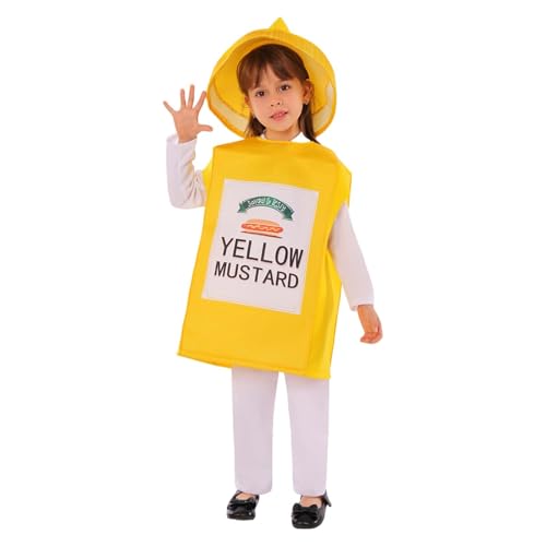 Kinder-Cosplay-Kostüm, Halloween-Essen-Thema, Spaß Outfit, Rollenspielkleid für Schulparty-Auftritte Bühnenshows (Yellow, 100) von Generic