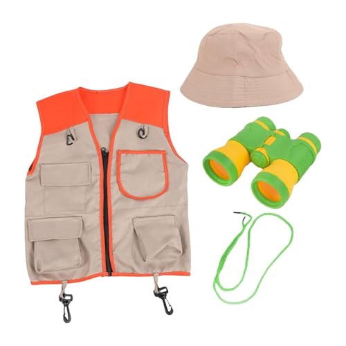 Kinder Explorer Kostüme Kinderkostüme Laderaum Und Hut Fernglas Geben vor, Den Erkundungshof Im Freien zu Reproduzieren, Orangenweste Kinder Explorer Kostüme Kinderkostüme Laderaum Und Hut Fernglas Geben vor, Den Erkundungshof Im Freien zu Reproduzieren, Orangenweste von Generic