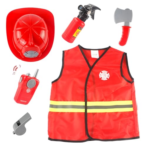 Kinder-Feuerwehrmann-Kostüm - Waschbares Kostüm Feuerwehrmann Set, Feuerwehrmann-Kostüm-Rollenspiel-Anzieh-Spielzeug-Set | Pretend Feuerwehr-Outfit mit realistischem Rettungszubehör Kinder-Feuerwehrmann-Kostüm - Waschbares Kostüm Feuerwehrmann Set, Feuerwehrmann-Kostüm-Rollenspiel-Anzieh-Spielzeug-Set | Pretend Feuerwehr-Outfit mit realistischem Rettungszubehör von Generic