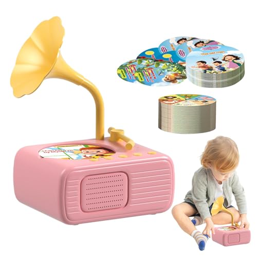 Kinder-Grammophon 96 Karten, Kleinkind-Grammophon-Lernspielzeug | Kinder-Schallplatte Mit 96 Karten | Kinder-Phonograph, Story-Musik-Player, Interaktives Lernspielzeug Für Und Mädchen von Generic