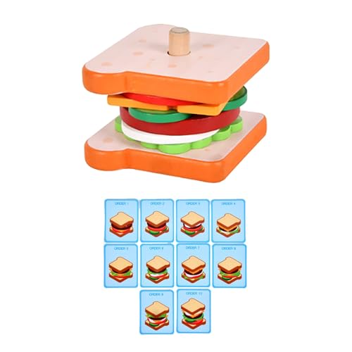 Kinder Holz Simulation Sandwich Set Spalte Spielzeug Pädagogisches Küche Set Simulation Spielzeug Set Drehen Pädagogisches Spielzeug Set Zsh440 (Red, 9.3X7.5X8.5cm) von Generic