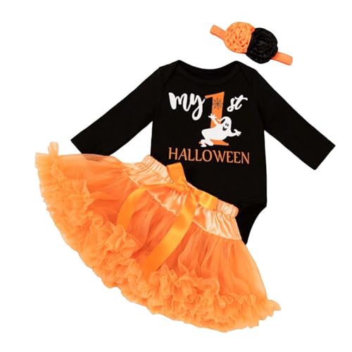 Kinder Hosen Mädchen Halloween Baby Mädchen Outfit Langarm Strampler Mit Tutu Kleid Niedlichen Kleinkind Kostüm Lila Orange Party Set von Generic