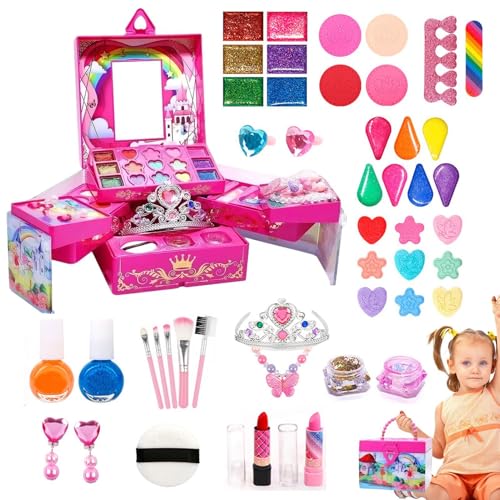 Kinder-Make-up-Set für Mädchen – Make-up-Set für Kleinkinder | Rollen Sie Make-up-Sets | Waschbare echte Kosmetiksets | Anziehset, für 3–12-jährige Mädchen, für kleine Mädchen, Kleinkinder von Generic