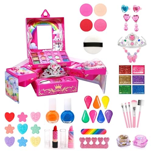 Kinder-Make-up-Sets Für Mädchen – Make-up-Sets Für Mädchen | Waschbare Echte Kosmetiksets | Kinder-Make-up-Set | Echtes Make-up Für 3-12-jährige Mädchen | Kosmetisches Schönheitsspielzeug Für Mädchen von Generic