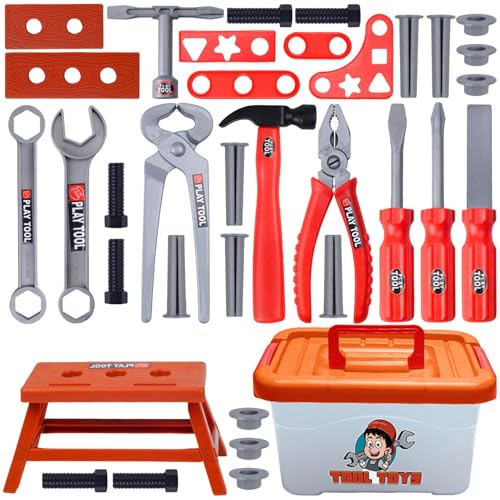 Kinder Toolbox - Tools Für Kleinkinder Eingestellt | Set Von Kinderwerkzeugen 39 Teile Mit Toolbox, Simulationsspiel -Tools Für Kleinkinder Girls Girls, Out Toys Out von Generic