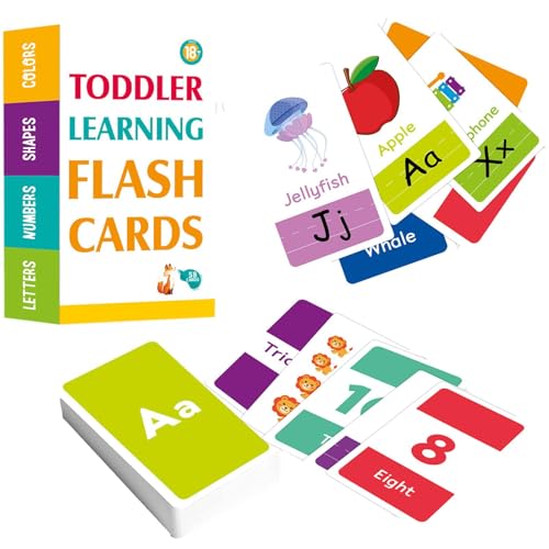 Kindergarten -Flash -Karten | 58pcs Fun Lernen mit Kleinkindern Buchstaben Farben Zahlen Formen Tiere | Kindergarten- und Vorschule Sehwort-Flash-Karten für Kleinkinder 2-4 Jahre von Generic
