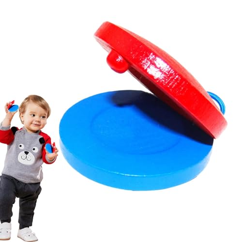 Kinderholz Castanets - Spanische Handperkussionsinstrumente, langlebig und leicht | Perfekt für Musikunterricht, Kindergärtner -Auftritte und Verbesserung der motorischen Fähigkeiten der Kinder Rhythm von Generic