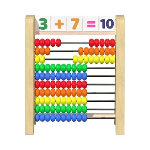 Kindermathematik mit farbigen Perlen, 10 Holzzählblöcke, geeignet für Mathematiklernwerkzeuge im Vorschulalter für Kinder über 3 Jahre Nby78 (White, 24X6.3X21CM) von Generic