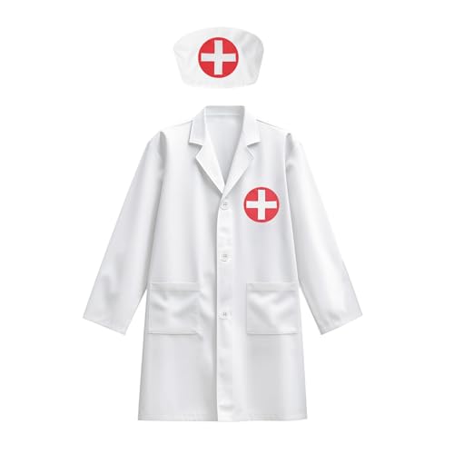 Kindermedizinisches Kostüm - Doktor Costume for Children Rolles Set | Detaillierte waschbare Kleidung in einheitlicher Waschmaschine für Berufe, Halloween und Geburtstag von 3 bis 8 Jahren von Generic