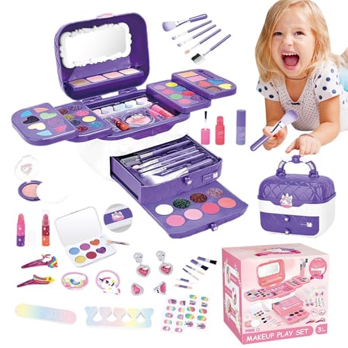 Kinderspiel-Make-up-Set – Kinder-Spiel-Make-up, Waschbares Make-up Für Kleine Mädchen | Make-up-Set Mit Spiegeln Für Geburtstag Und Weihnachten, Spielzeug-Make-up-Set Für Kleinkinder, Kleine Mädchen von Generic