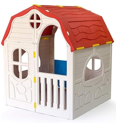 Kinderspielhaus faltbar für Innen und Außen, mit bunten Elementen, Kinderspielhaus, Faltbares Spielhaus 98x91,5x115 cm von Generic