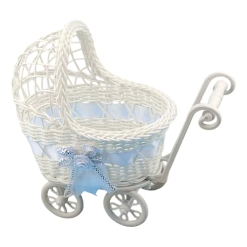 Kinderwagen Dekoration - Mini-Buggy,Rattan-Kinderwagen Puppenwagen Gewebter Blumenkorb Babyparty-Mittelstück Kinderspielzeug,Interessante Dekoration (B) von Generic