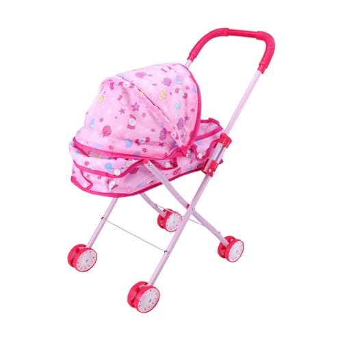 Kinderwagen Puppen - Bunter Puppenwagen Weichem, Griff Faltbarer Spielzeug | Kinderwagen Einstellbarem Baldachin, Leichtem Gestell Und Stabilen Rädern Für Rollenspiele, Kleinkinder, Mädchen von Generic