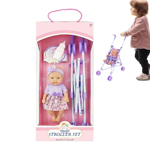 Kinderwagen mit für, Kinderwagenspielzeug für Mädchen, faltbares 25,4 cm (10 Zoll), Kinderwagen, Spielset, Kinderwagen-Spielzeug-Set von Generic