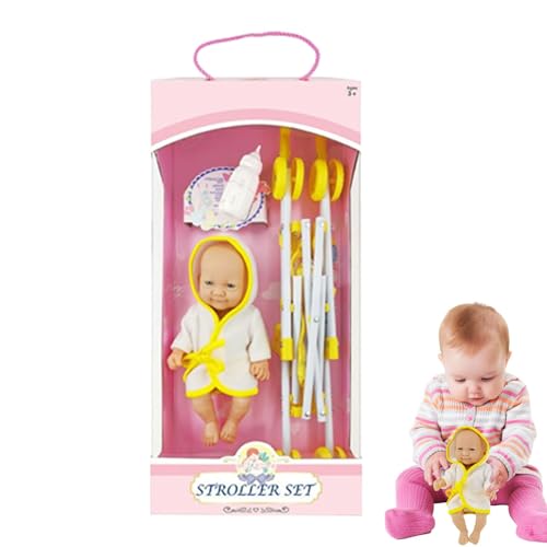 Kinderwagenspielzeug | 10-Zoll-Faltbares Set, Kinderwagen | Spielset, Realistisches Kinderwagen-Spielzeug-Set mit Flasche für und Mädchen Kinderwagenspielzeug | 10-Zoll-Faltbares Set, Kinderwagen | Spielset, Realistisches Kinderwagen-Spielzeug-Set mit Flasche für und Mädchen von Generic