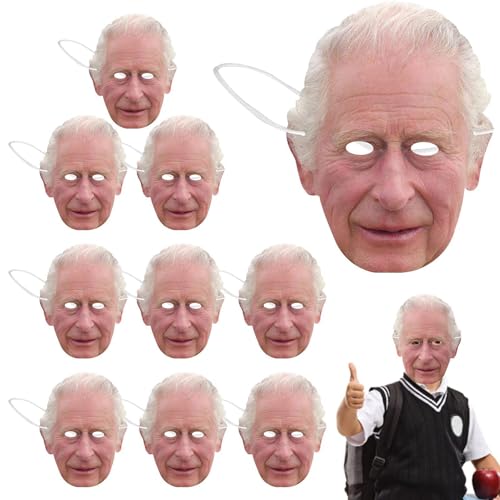 King Charles III Coronation Souvenir | 10 Renaliste King Charles III Cover Face | Königliche Hochzeit, Kostüme, Coronation Celebration Street Supplies King Charles III Coronation Souvenir | 10 Renaliste King Charles III Cover Face | Königliche Hochzeit, Kostüme, Coronation Celebration Street Supplies von Generic