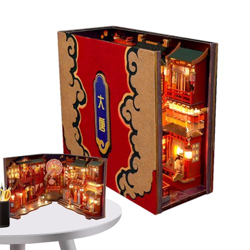 , Kit-Tang Dynasty Booknook Kit mit LED-, Buchecke, Buch-Condered Ditch Dynasty House Model Kits mit LED-Lampen für Hausbuchregaldekoration , Kit-Tang Dynasty Booknook Kit mit LED-, Buchecke, Buch-Condered Ditch Dynasty House Model Kits mit LED-Lampen für Hausbuchregaldekoration von Generic