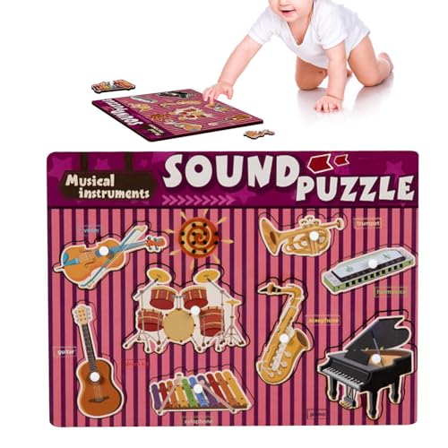 Klang-Puzzle zum Thema Instrumente, Musik-Puzzle aus Holz | Vorschul-Holzpuzzle für Kleinkinder | Holzpuzzle mit Soundeffekten für Zuhause, Schule, Kindergarten von Generic