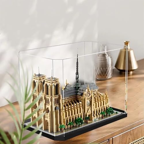 Klare Acryl-Displaybox, mit le-go 21061 Modell Notre Dame de Paris, transparenter, staubdichter Aufbewahrungsschrank(2mm) von Generic