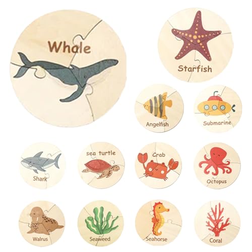 Klassifizierung von Spielzeugen aus Holz, Lernpuzzle für Kinder, Lernpuzzle mit Tierblöcken, lustiges Tierpuzzle für die frühe Bildung, sensorisches Spielzeug von Generic