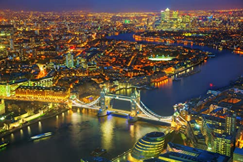 Klassische Puzzles 1000 Teile Stadtansicht Der Stadt Themse Tower Bridge England Nachtlicht Gebäude 75 * 50Cm von Generic
