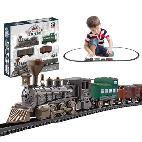 Klassisches Züge Set für Kinder - Batteriebetriebenes elektrisches Eisenbahnzug-Set, lange Schienen Batterie Spielset | Cargo Car und Spielzeug Langschienen-Puzzle Eisenbahn-Eisenbahn-Set von Generic